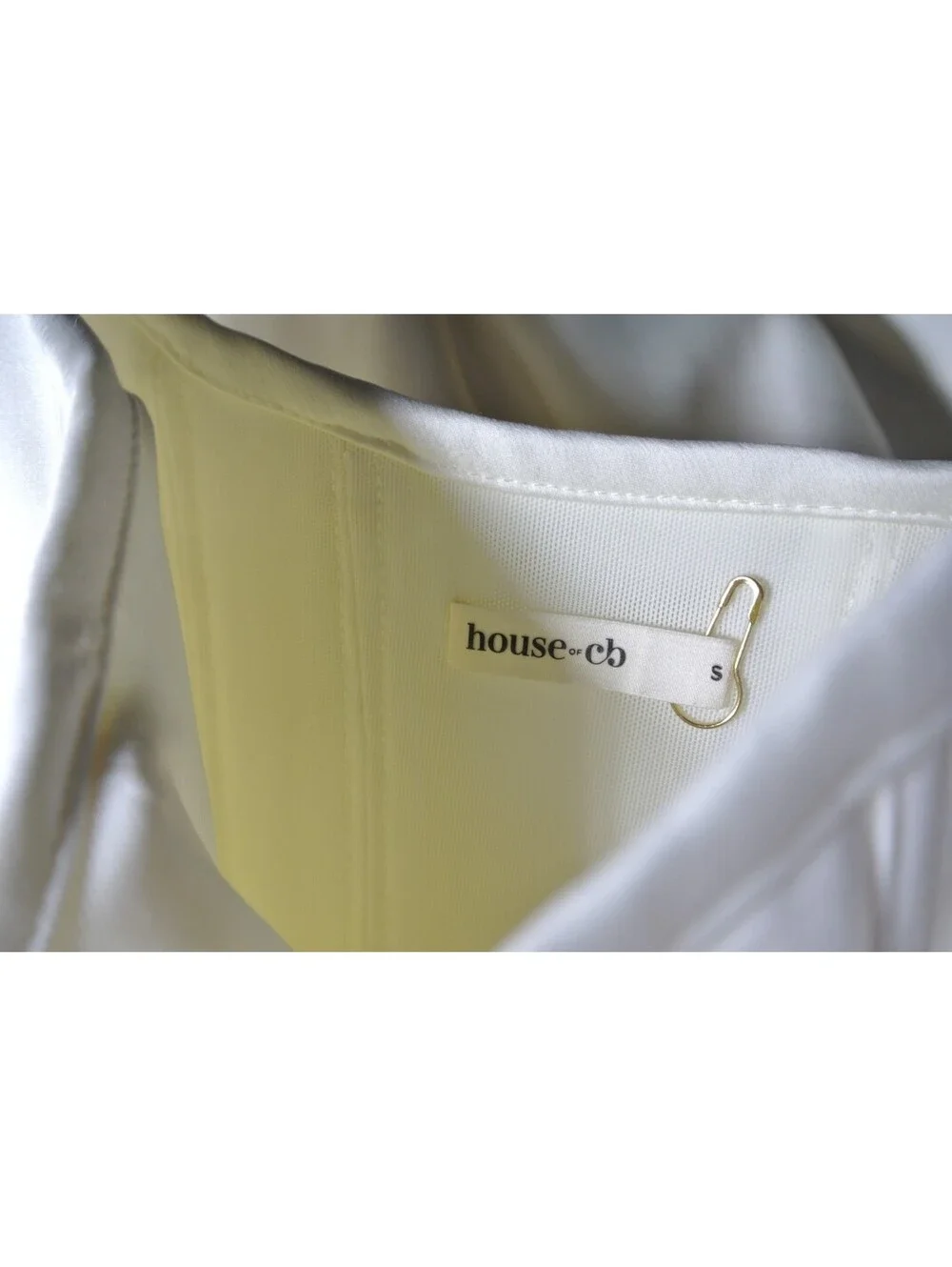 NEW, House of CB Kira Corset Bodice Satin Gown in Ivory Sz S #MD2567